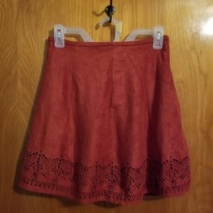 Faux Suede Eyelet Mini Skirt